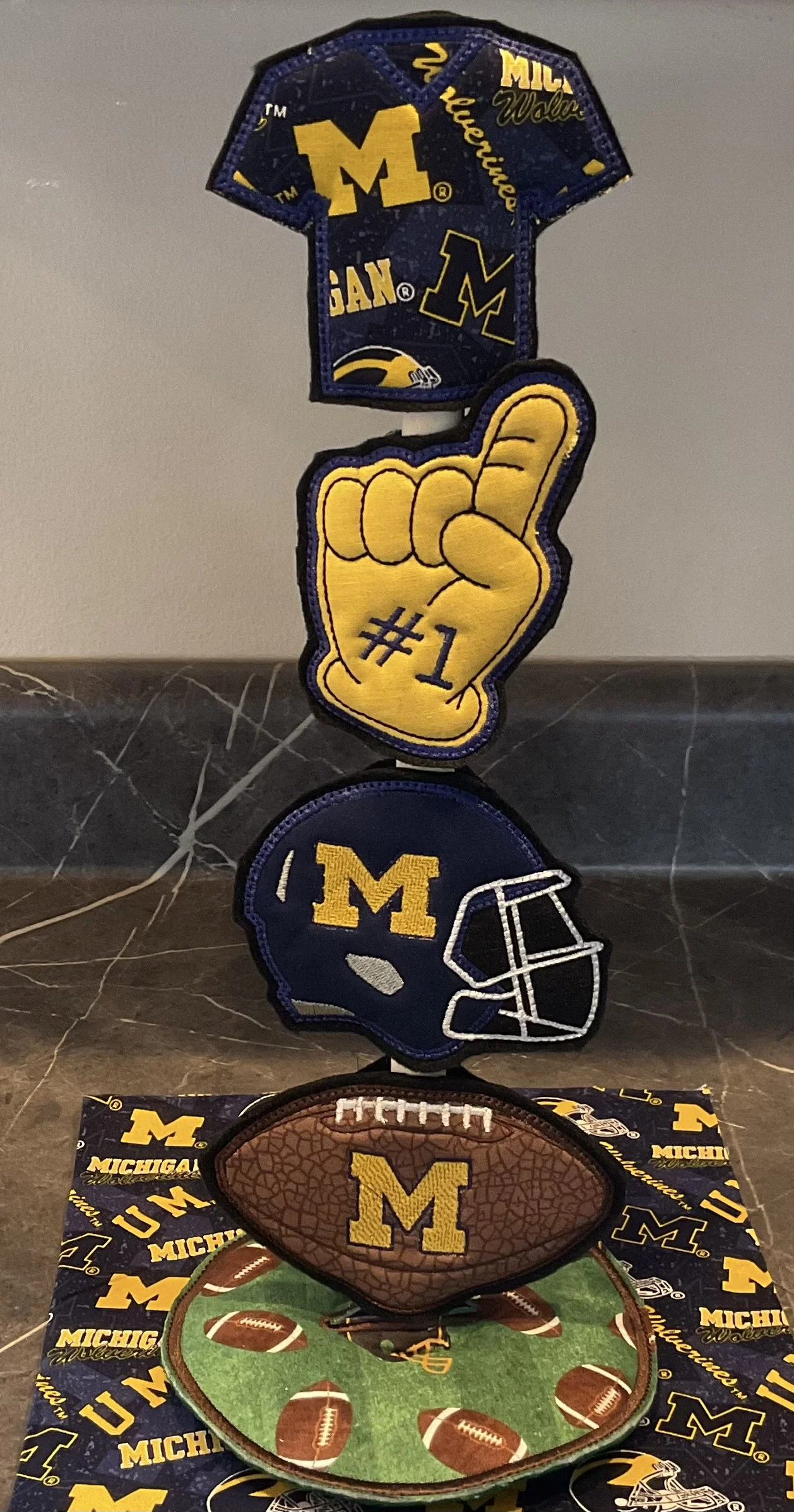 University of Michigan Stacked Table Decor