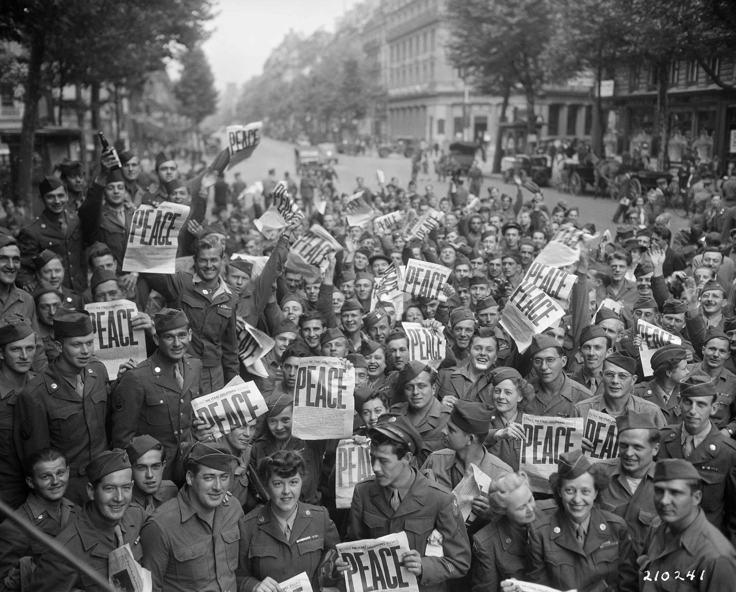 Allied Servicemen and Women in Paris Celebrating the Japanese Surrender (1945)
