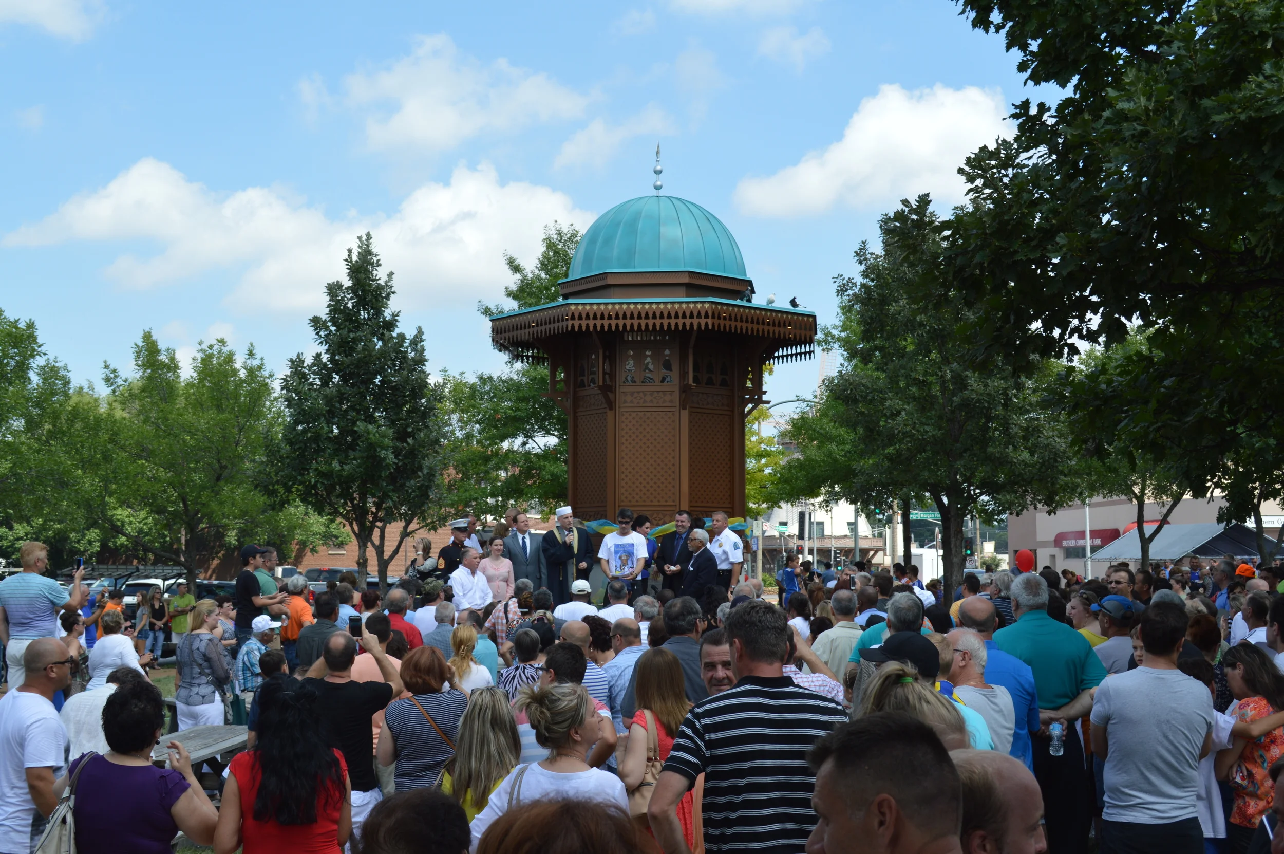 Dedication of Sebilj (public fountain) for 250th birthday of the City of St. Louis and Bosnian Festival in 2014. From the St. Louis Bosnian website.