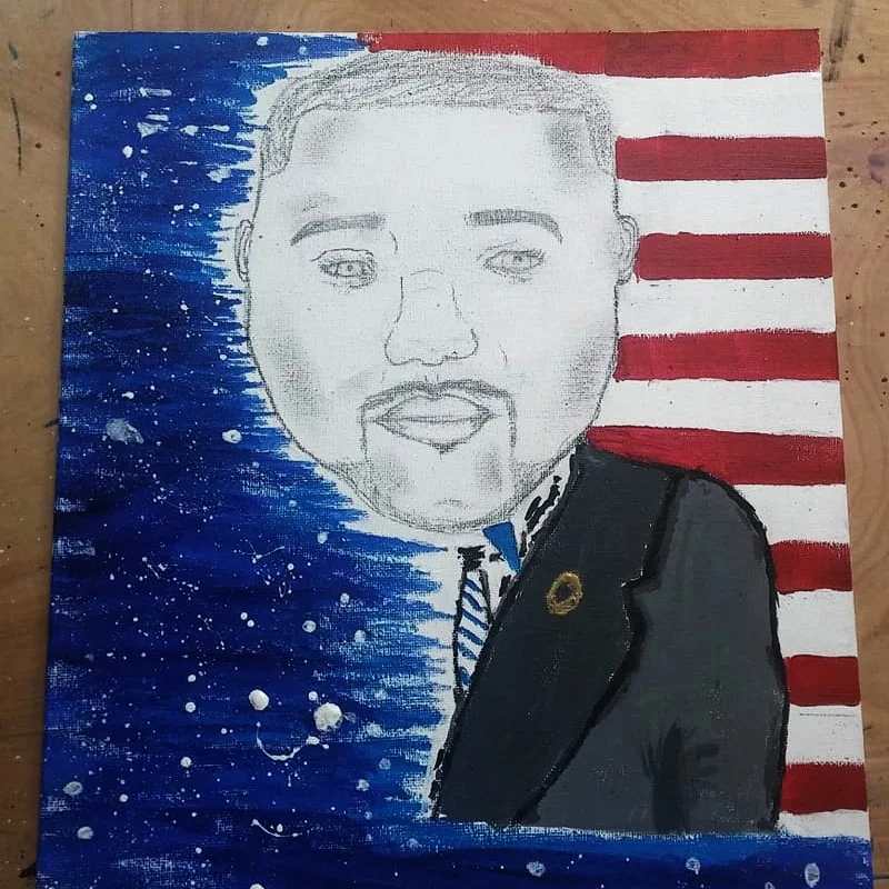 This is a painting of my late father when he was in the military. I made this to show that I appreciate his service to this country.