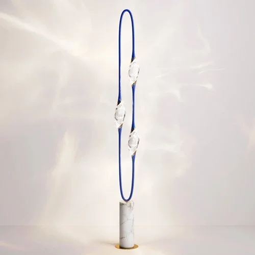 Il Pezzo 12 Floor Lamp, 3 solid crystals, brass on marble base