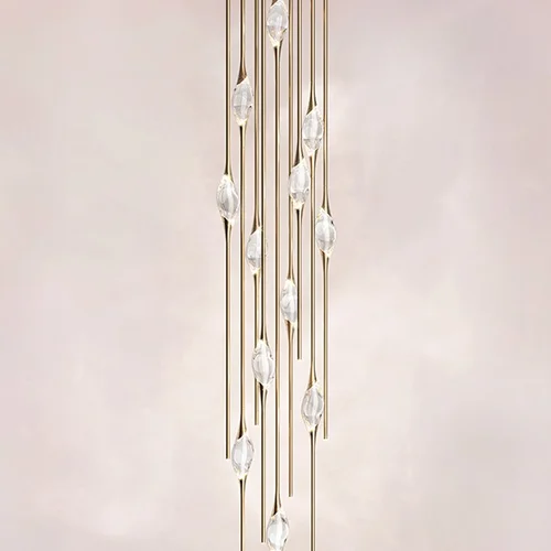 Il Pezzo 12 Cluster Chandelier, multi-pendant solid crystal composition
