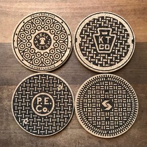 Philly Manhole Cover Cork Coasters Philadelphia Independents
