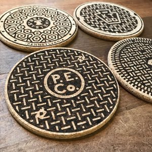Philly Manhole Cover Cork Coasters Philadelphia Independents