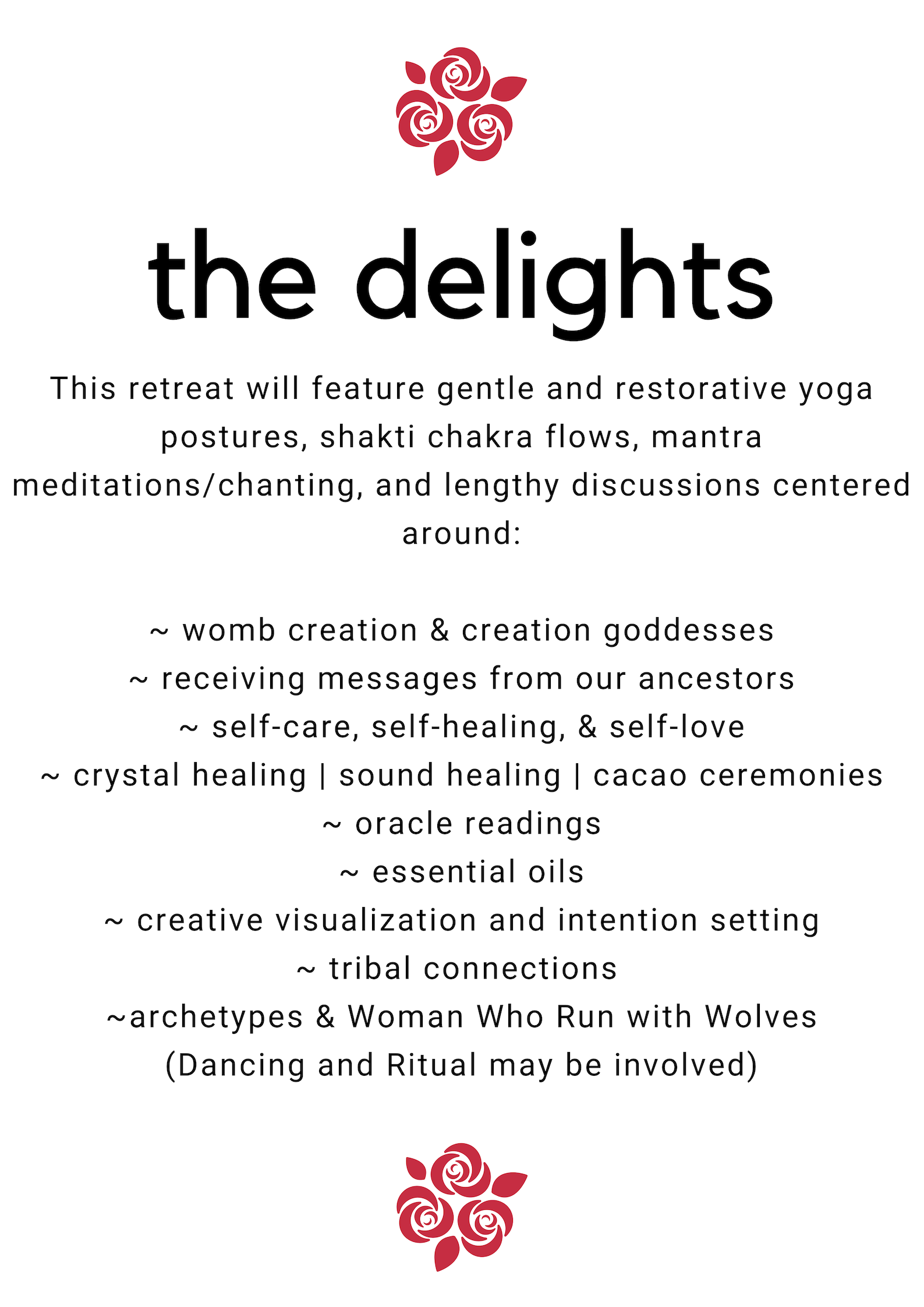 This class will feature gentle and restorative yoga postures, mantra meditations_chanting, and lengthy discussions centered around__ womb creation & creation goddesses_ moon cycles and period correlations_ receiving .png
