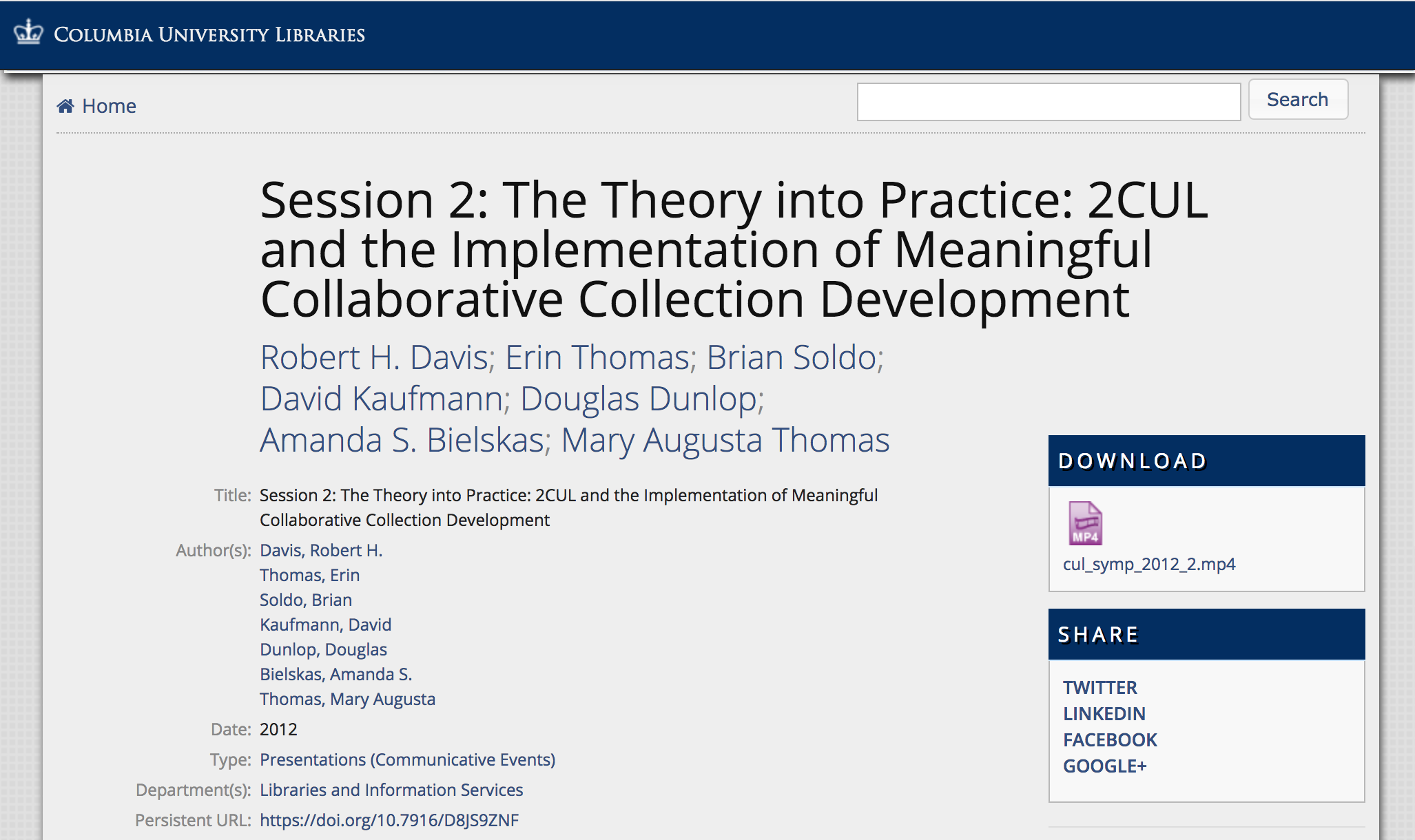 Publication: The Theory into Practice: 2CUL and the Implementation of Meaningful Collaborative Collection Development