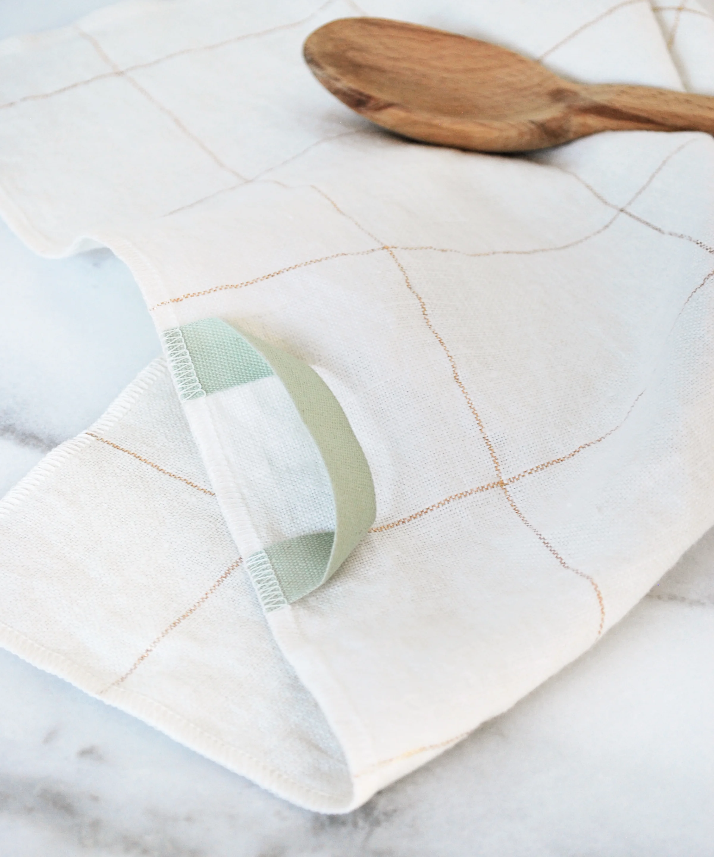 Gold Windowpane Hand Towel / Sage