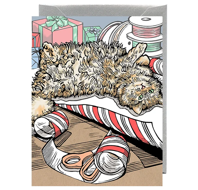 Kitty Cat playing in Gift Wrap