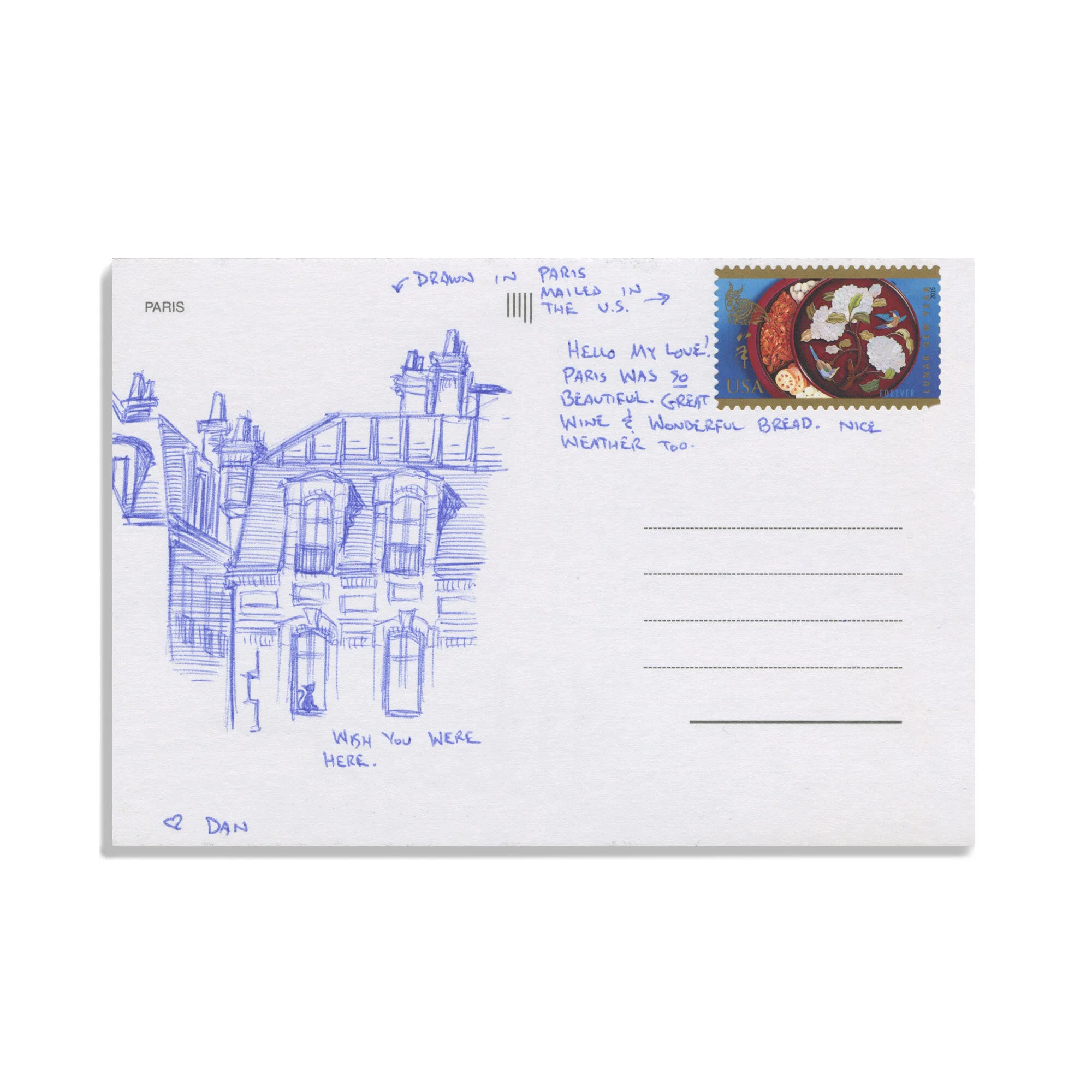 Paris View from Cat Window Post Card.jpg