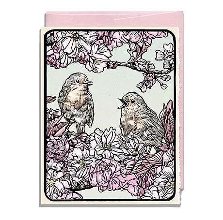 Robins in Cherry Blossoms
