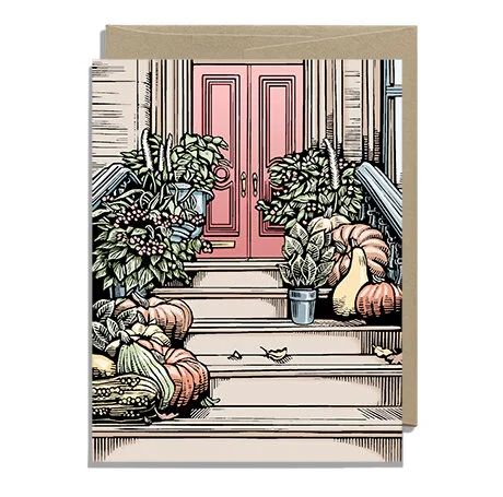 Brownstone Steps in Autumn