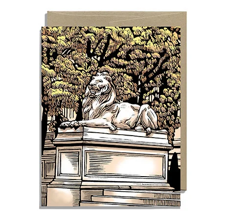 Public Library Lion in Autumn Kraft Envelope