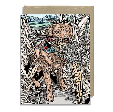 Golden Retriever with Kraft Envelope 