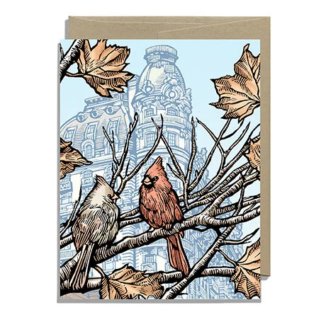 Autumn Cardinals with Kraft Envelope