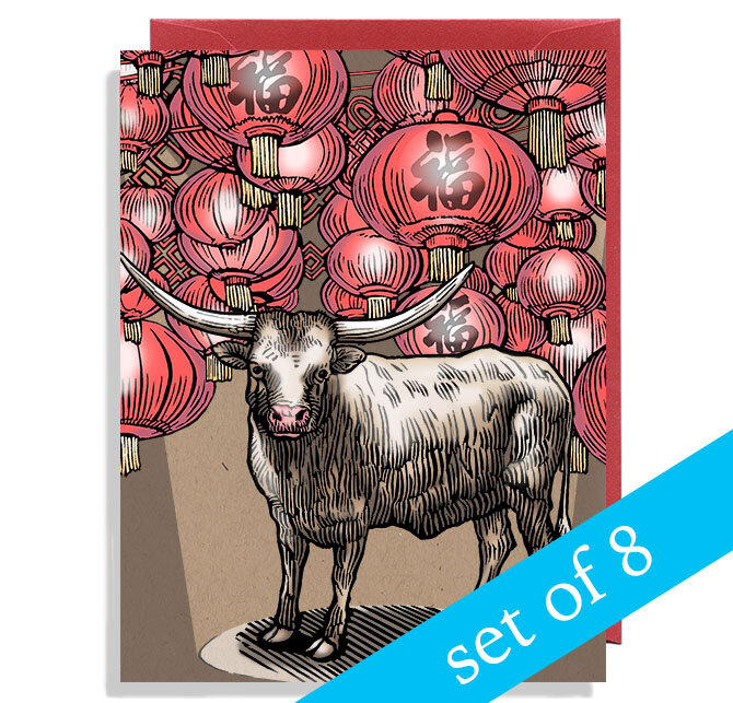 Set of Eight Year of the Ox Cards