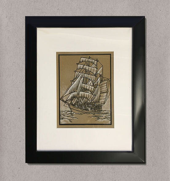 Tall Ship - Framed Hand Embellished Art Print
