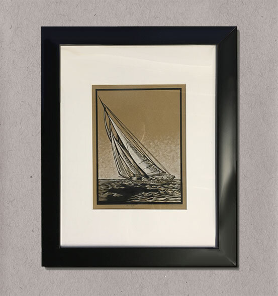 Sailboat - Framed Hand Embellished Art Print