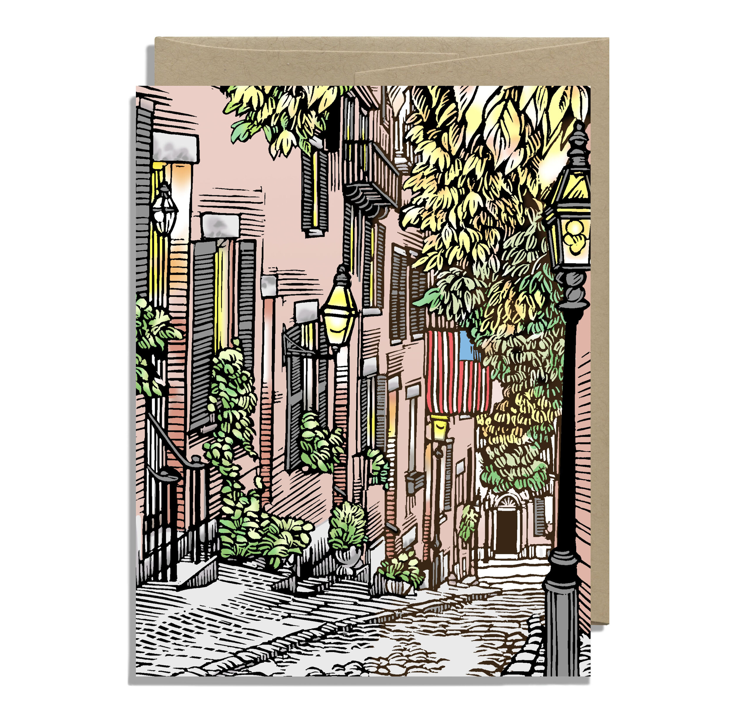 Acorn Street in Boston - Kraft Envelope
