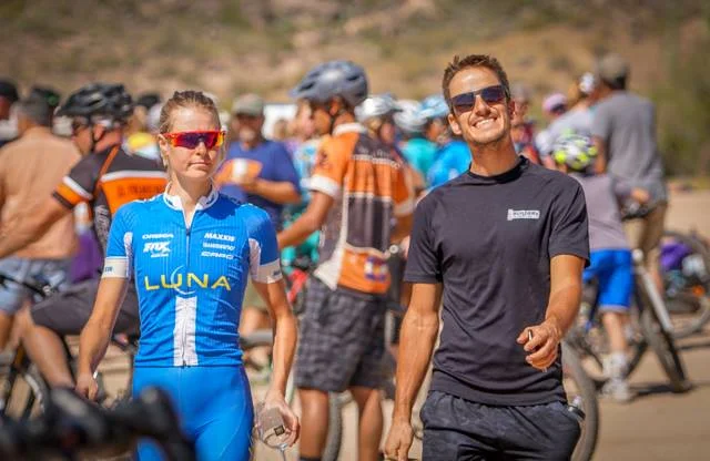 Dave and I doing our best impression of Dumb and Dumber... We seemed quite content after the Beti Bike Bash race and a good week of training. (I swear we didn't know Kenny Wehn was taking our picture haha) 