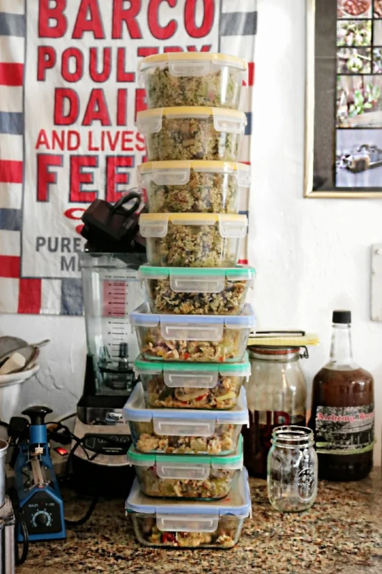 Behold, the Tower of Meal Prep! One week's worth of lunches for two people.