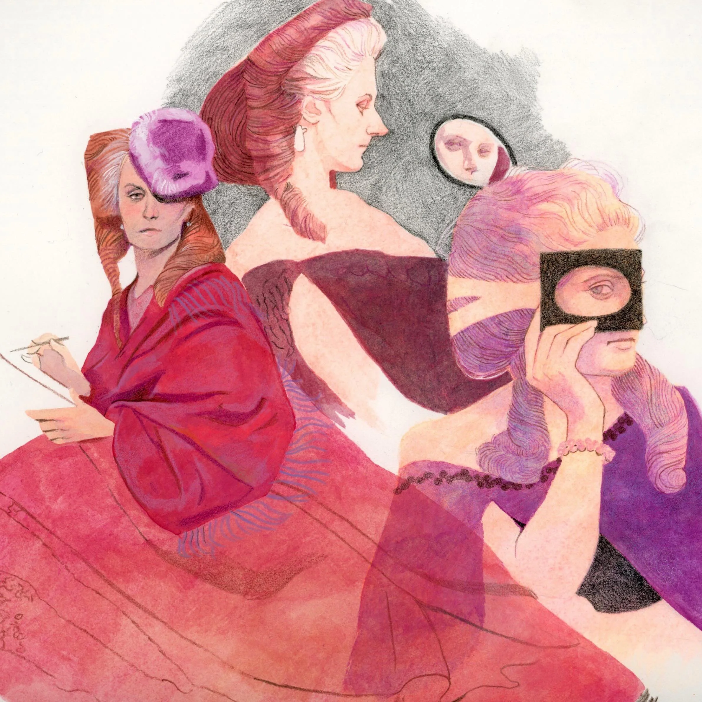 Some Virginia Oldoini mixed media studies for your Friday. 
.
.
#illustration #mixedmedia #illustrationartists #illustratorsoninstagram #sketch #acrylagouache #coloredpencil #19thcentury #virginiaoldoini