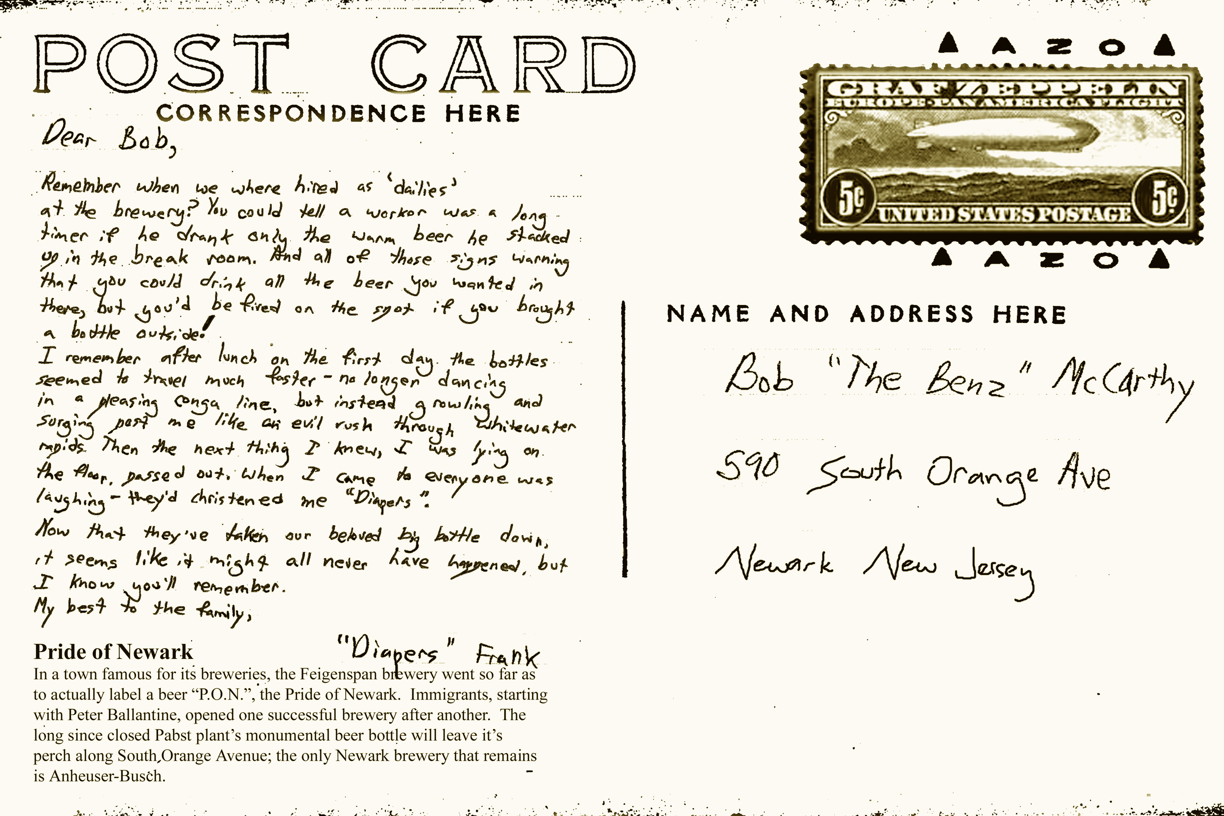Postcards from the Past, detail of postcard back