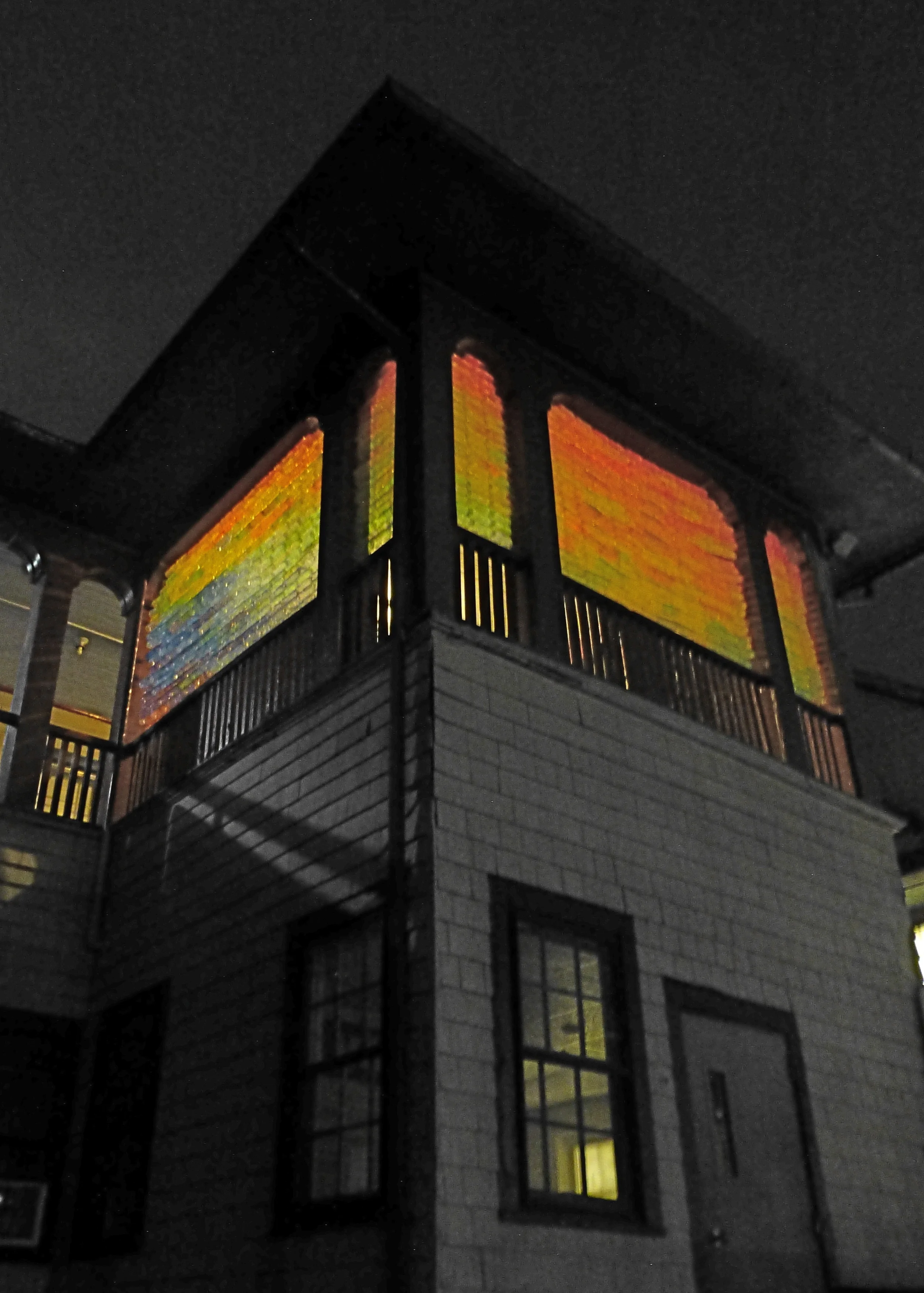 false spring, exterior at night