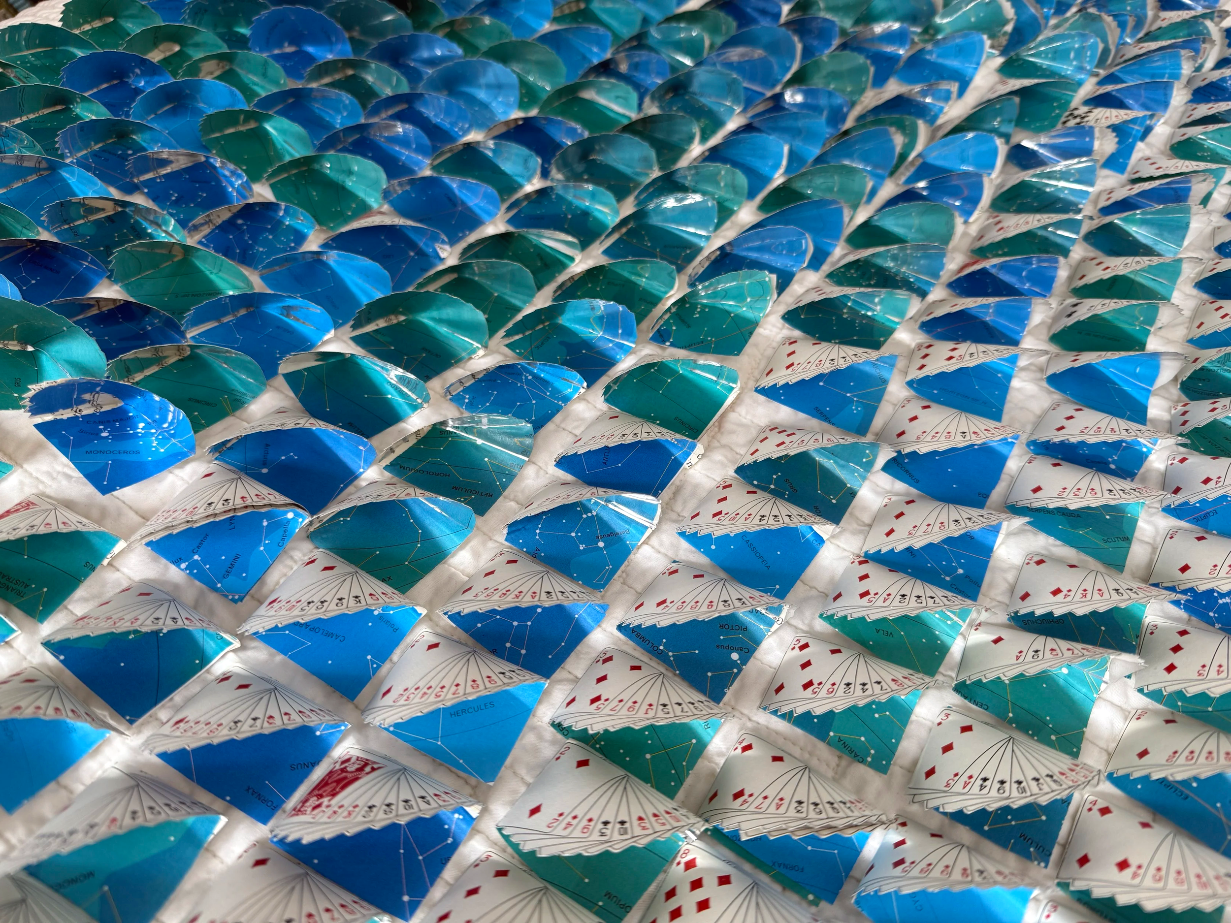 detail: bridge hands lined with constellations/lucky stars