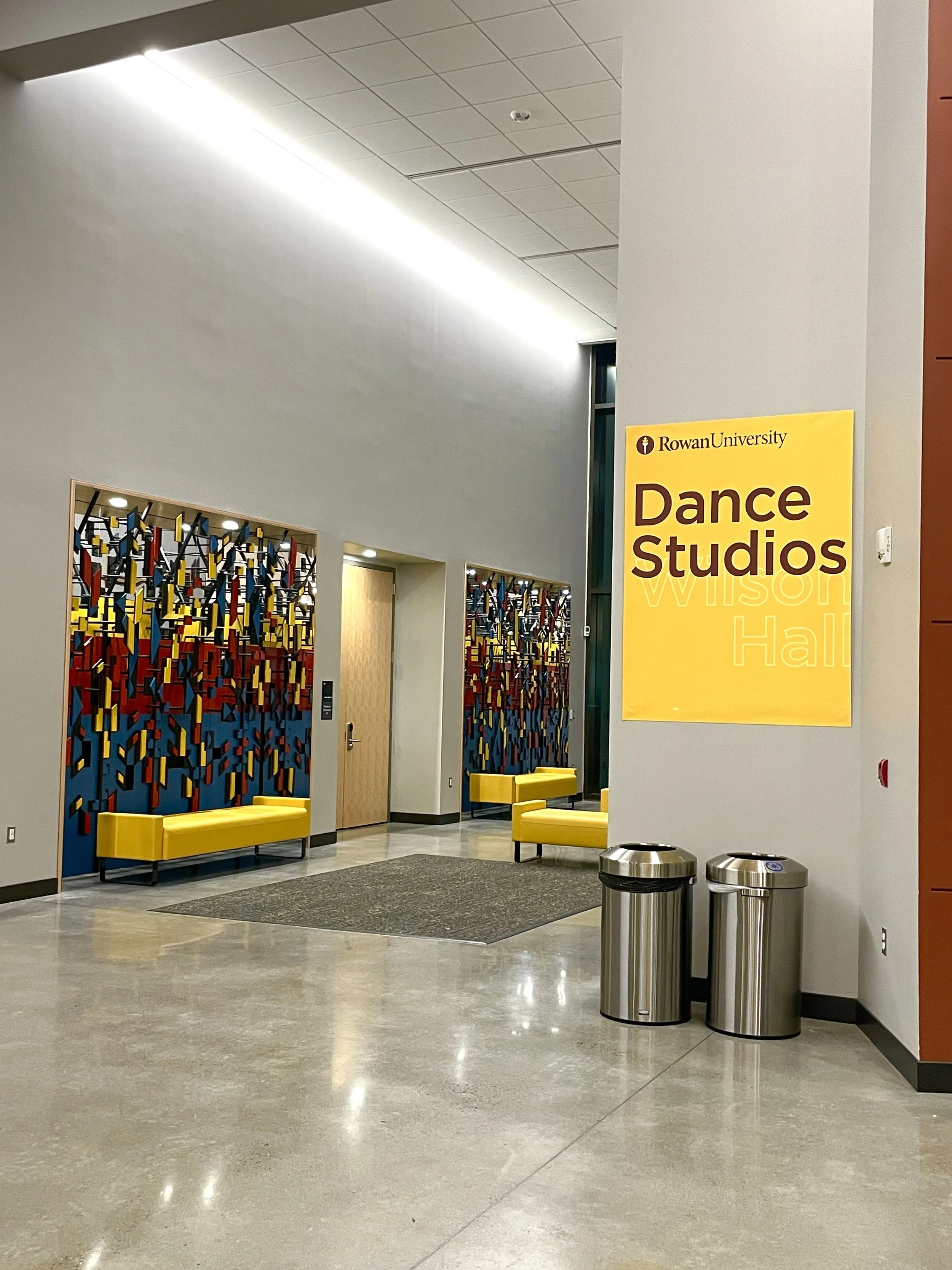 View of dance studio entry from Wilson Hall foyer