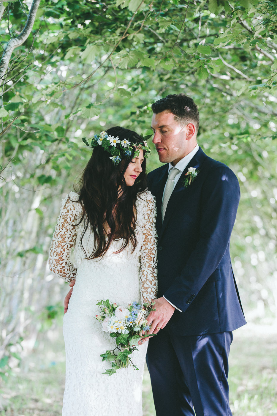  Bride and groom in the Hazelnut grove on the family property 