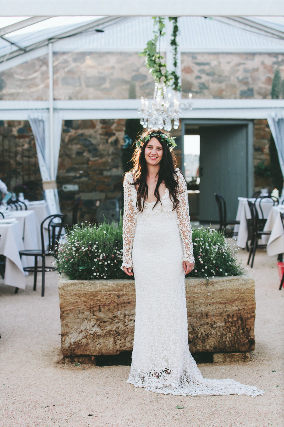  Bride in the reception marquee&nbsp; 