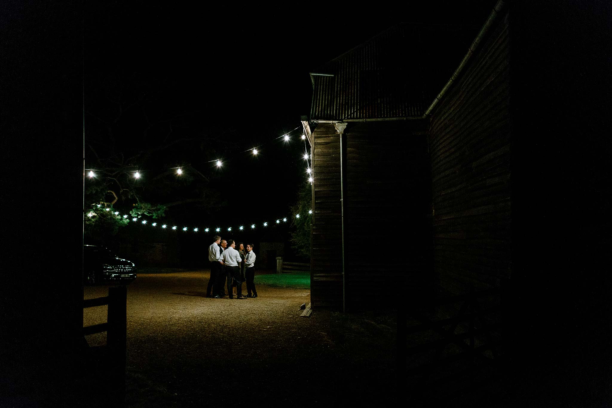  Festoon lighting outside the barn at Brickendon 