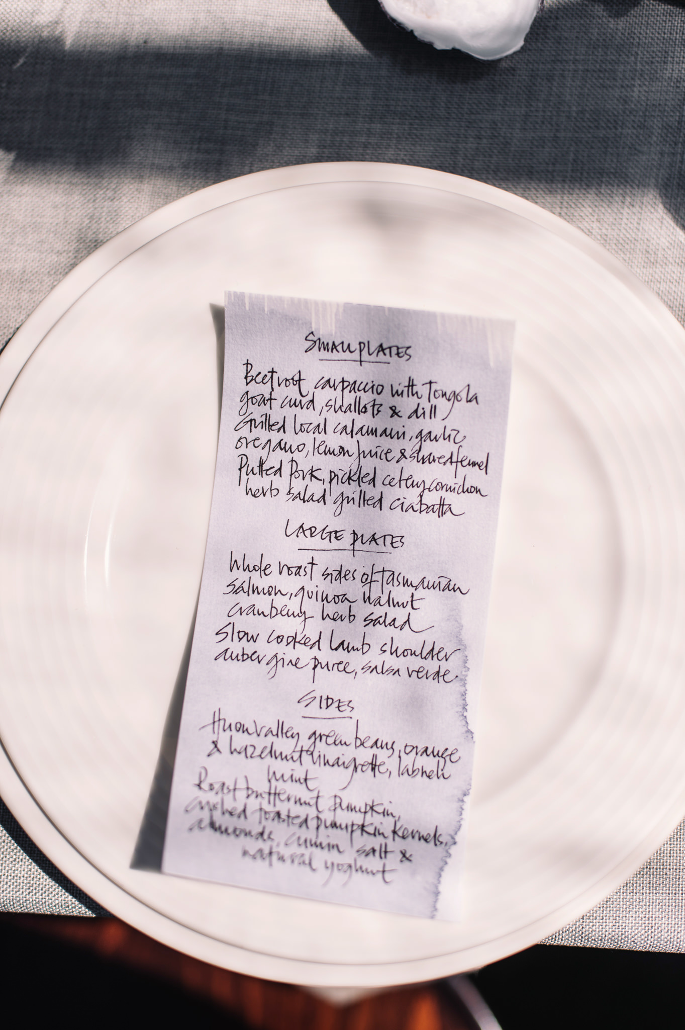  Hand written menus 