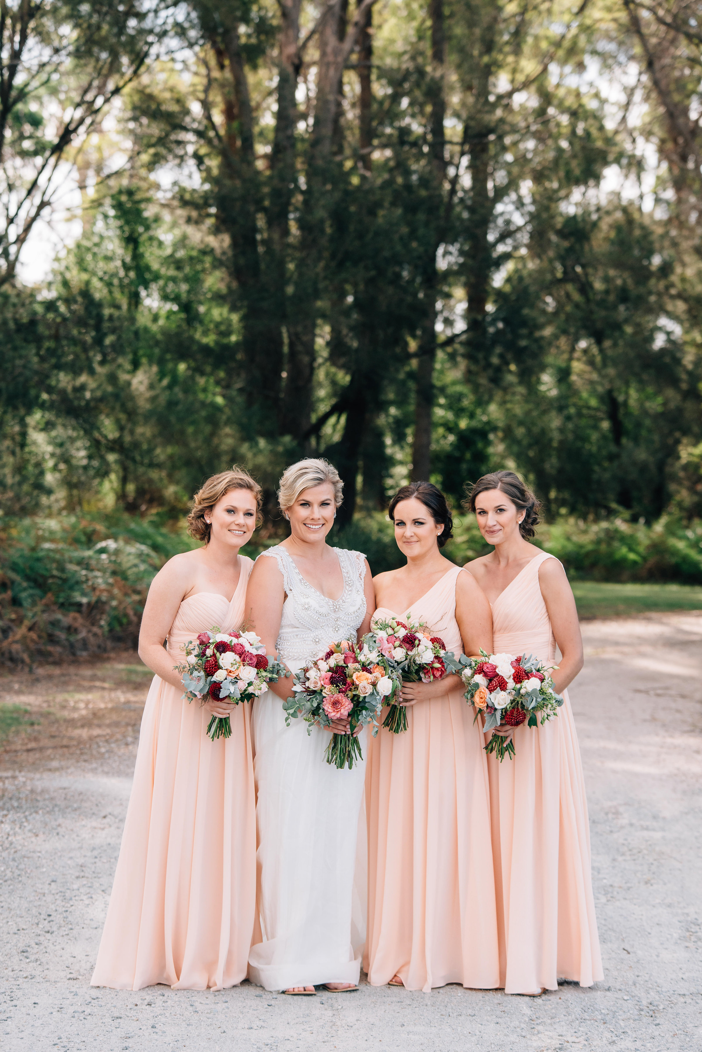  Bride and bridesmaids at Goaty Hill 