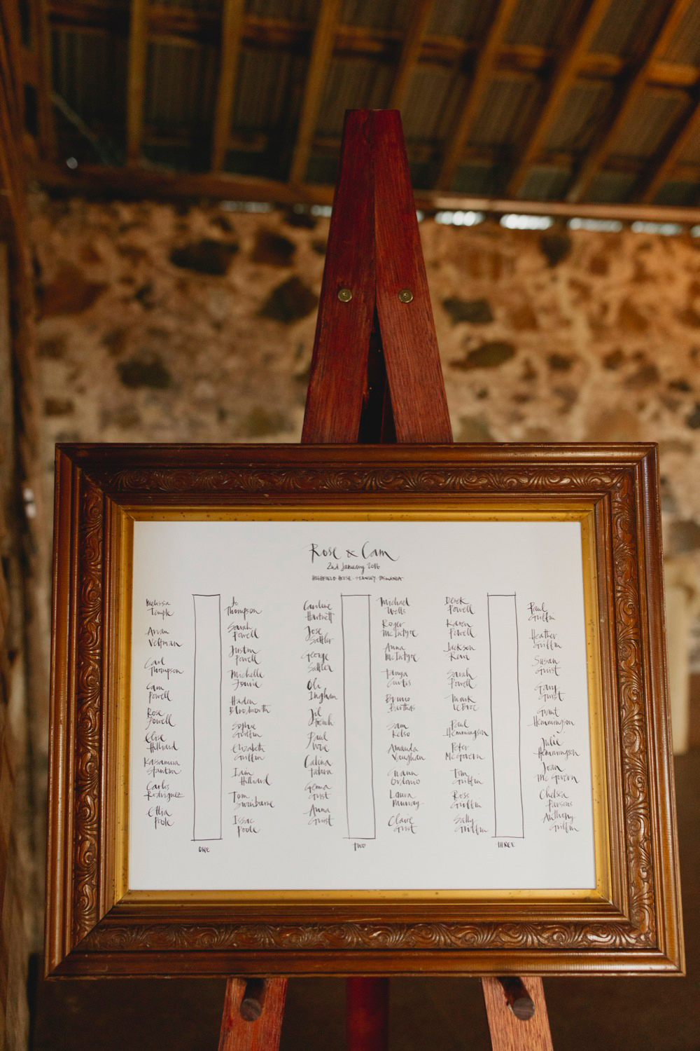  Hand written seating plan for the barn 
