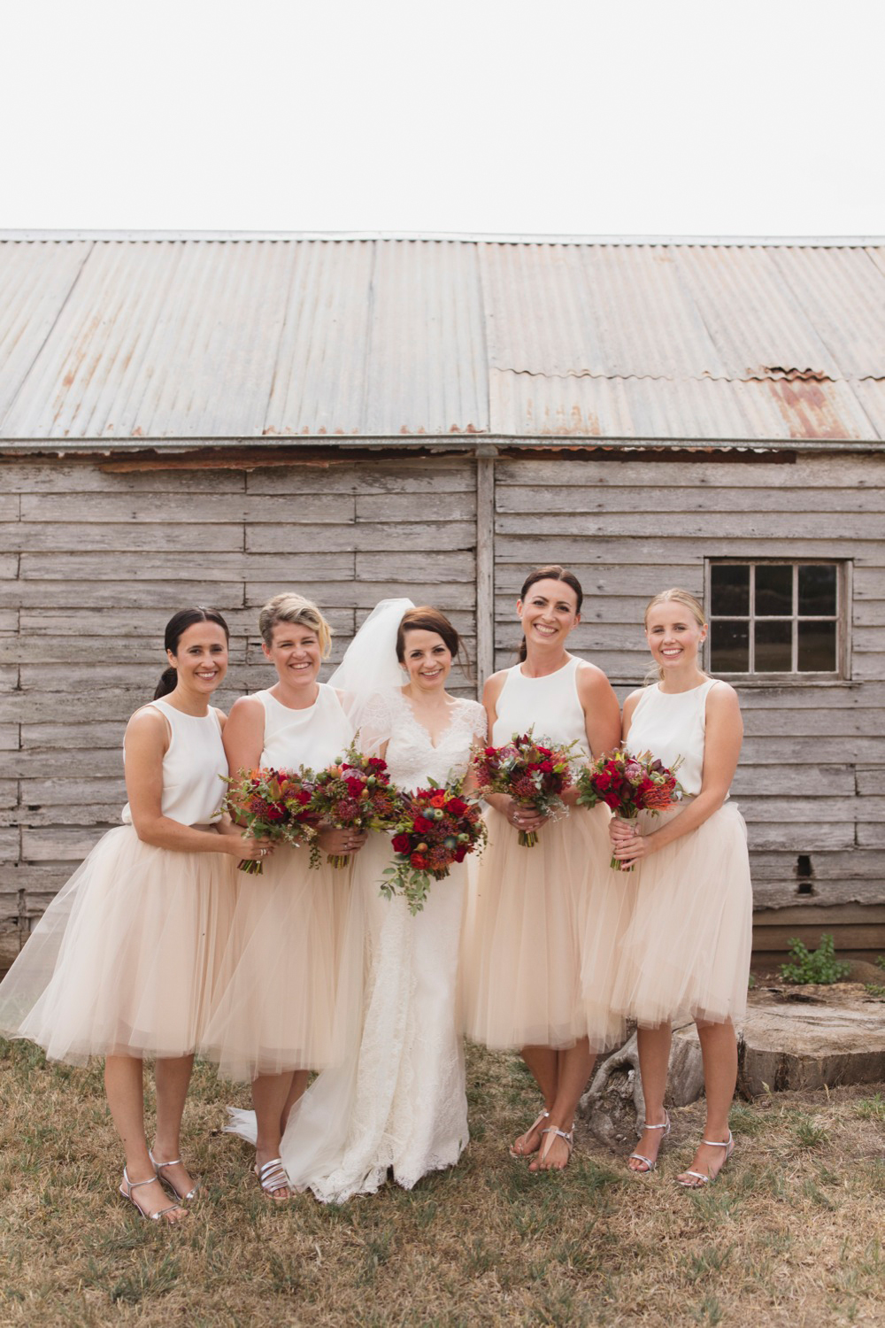  Bride and bridesmaids at Highfield House, Stanley. Bouquets by Bek Burrows 