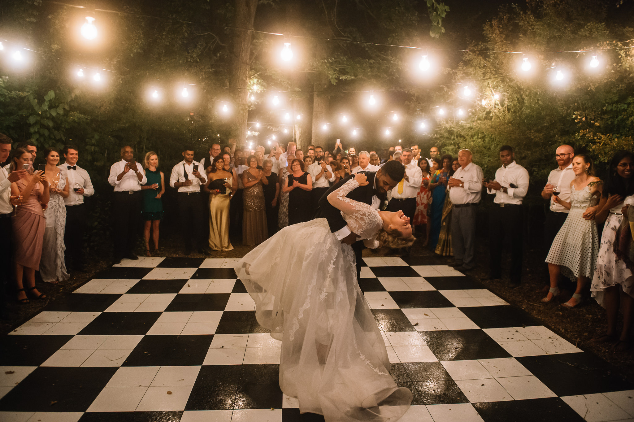 Black and White dance floor wedding by Bek Burrows