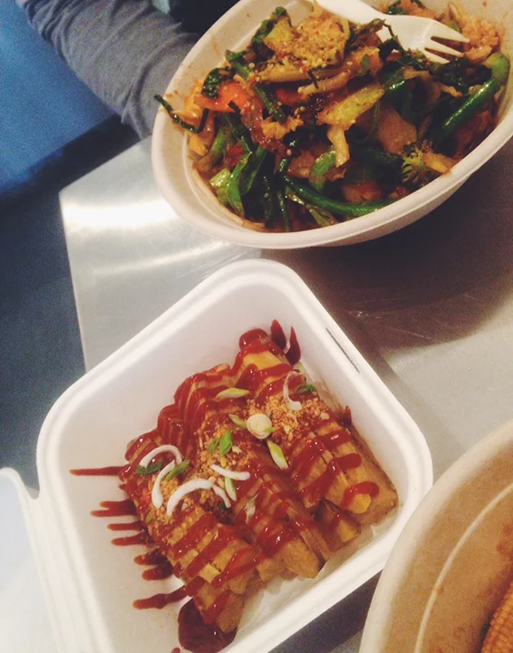 Behold, the High Grade Bowl, with a side of steamed plantain 'fries'.