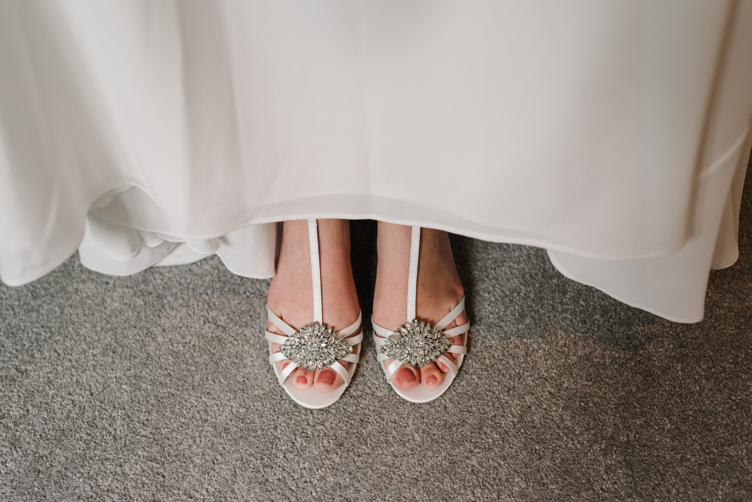 Close up of bride's sparkly shoes