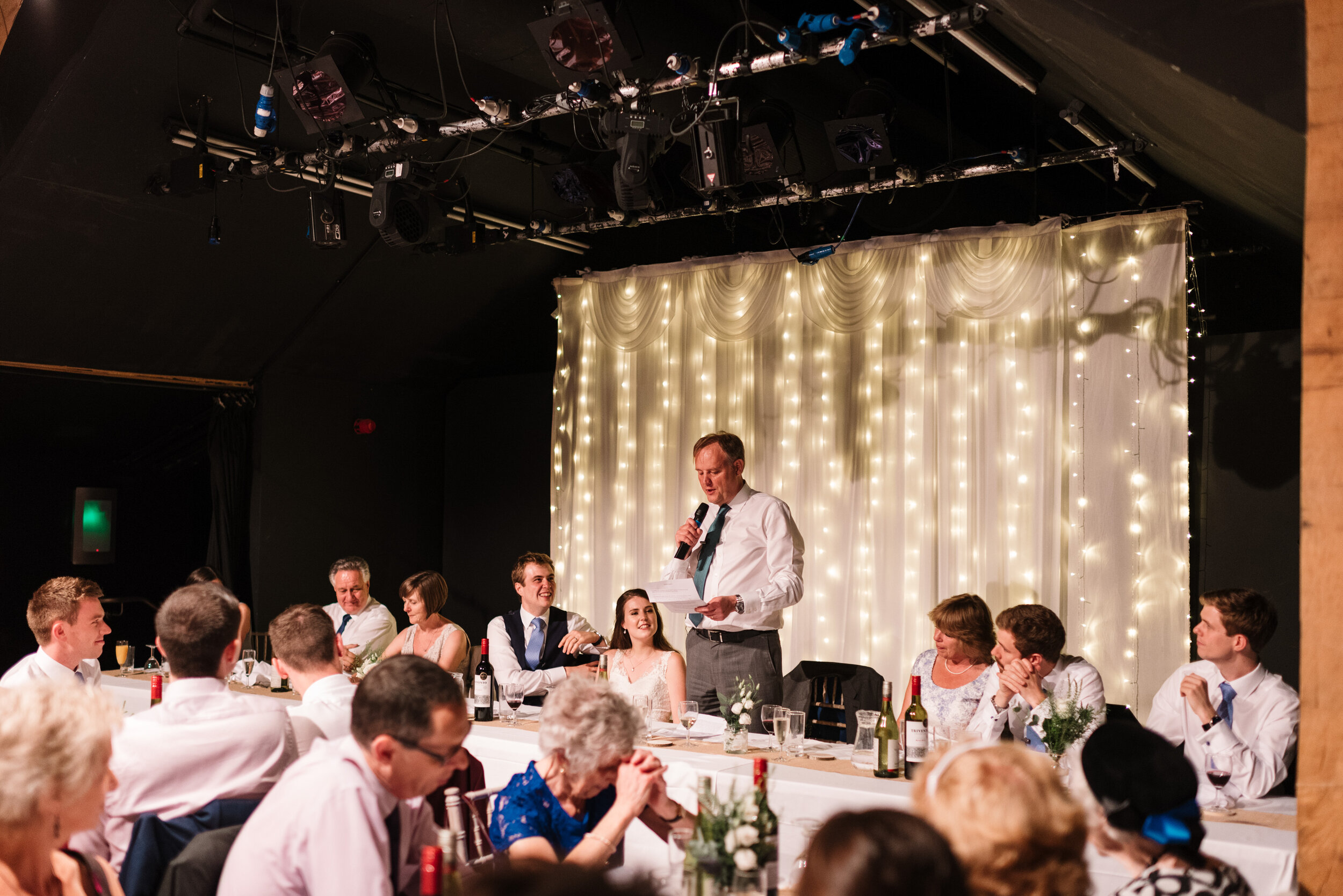 Father of bride doing speech at Hanger farm wedding