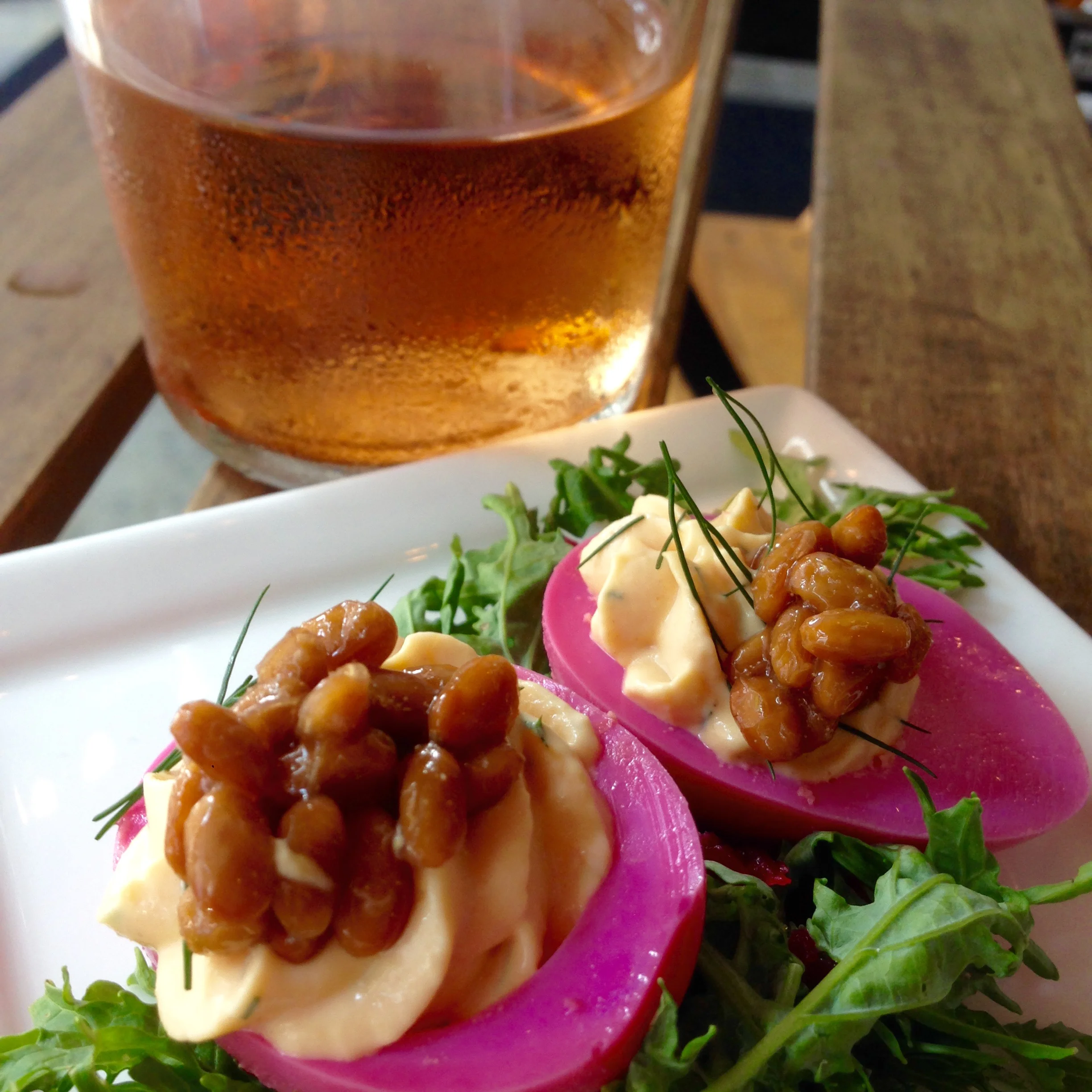 Natto deviled eggs