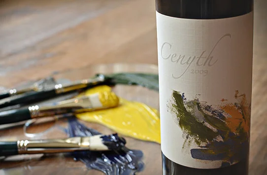 The label for Cenyth is designed by artist Julia Jackson