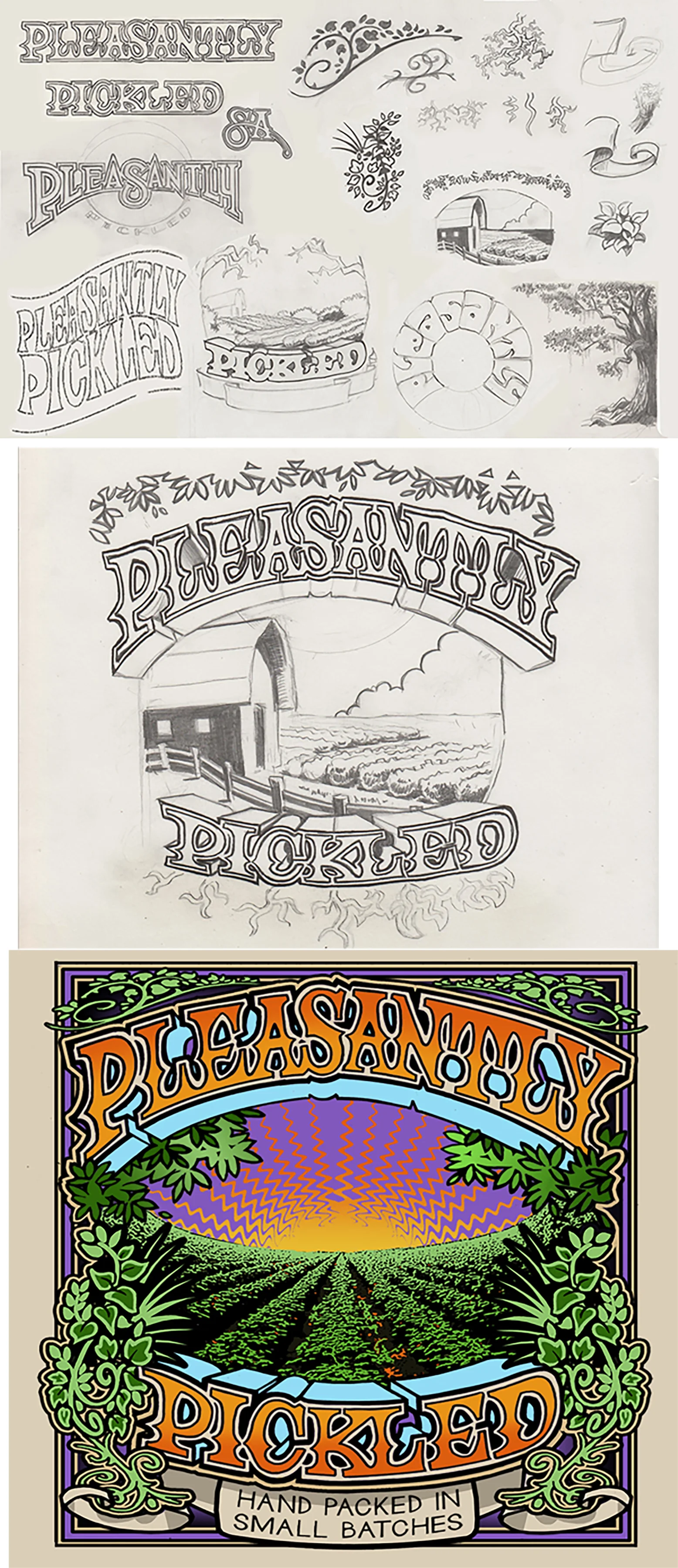 Pleasantly Pickled label progression.jpg