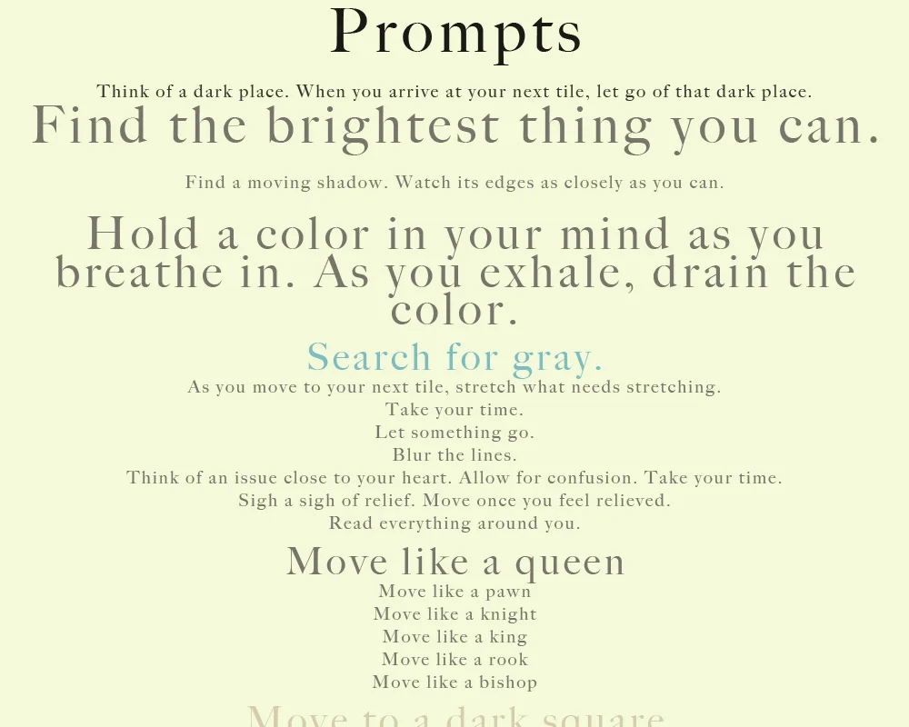 Notes for Prompts for Performers