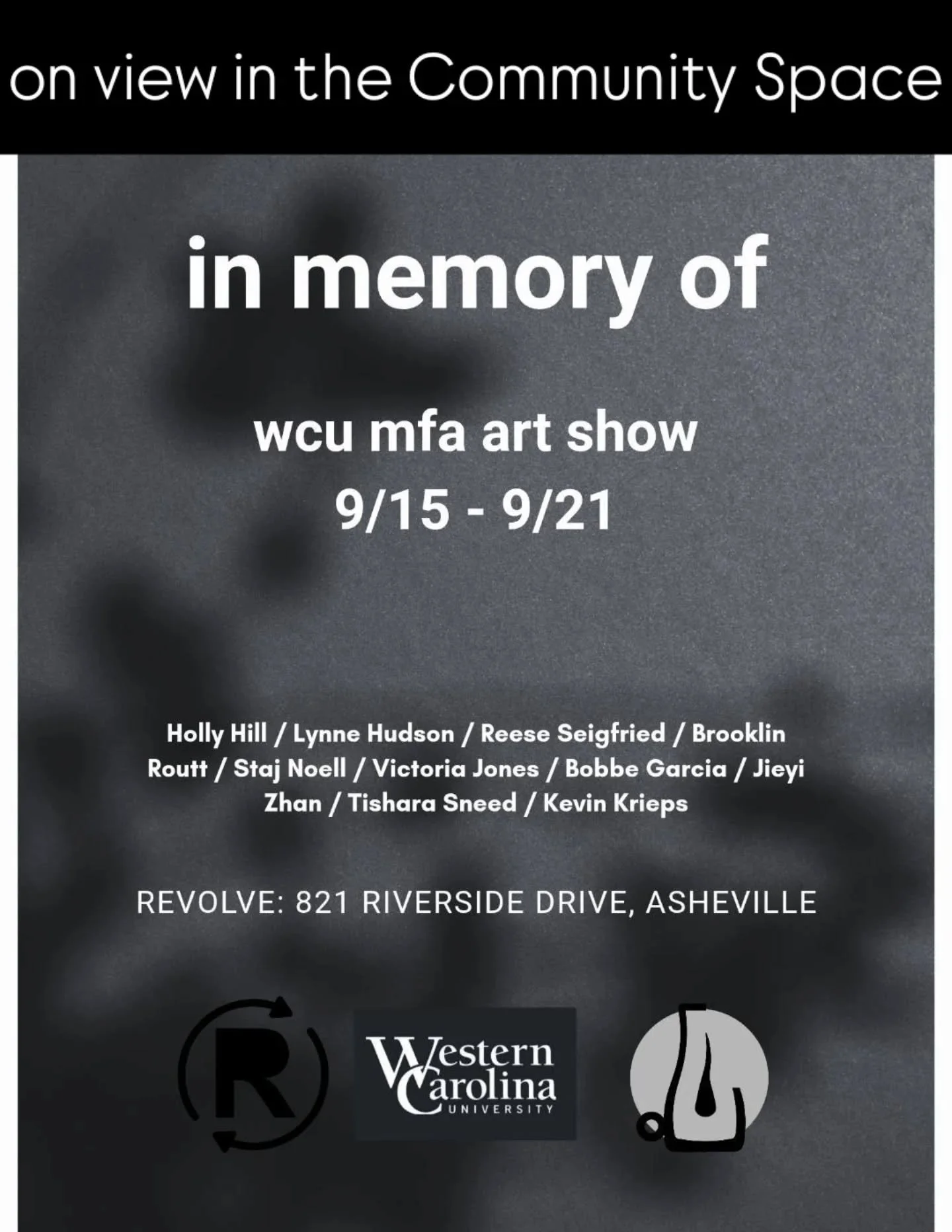 we are happy to host @wcumfa in the lower gallery space for this pop up Call for Entry show. 
Stop by Monday - Sunday 12-6p to take a look at the work!