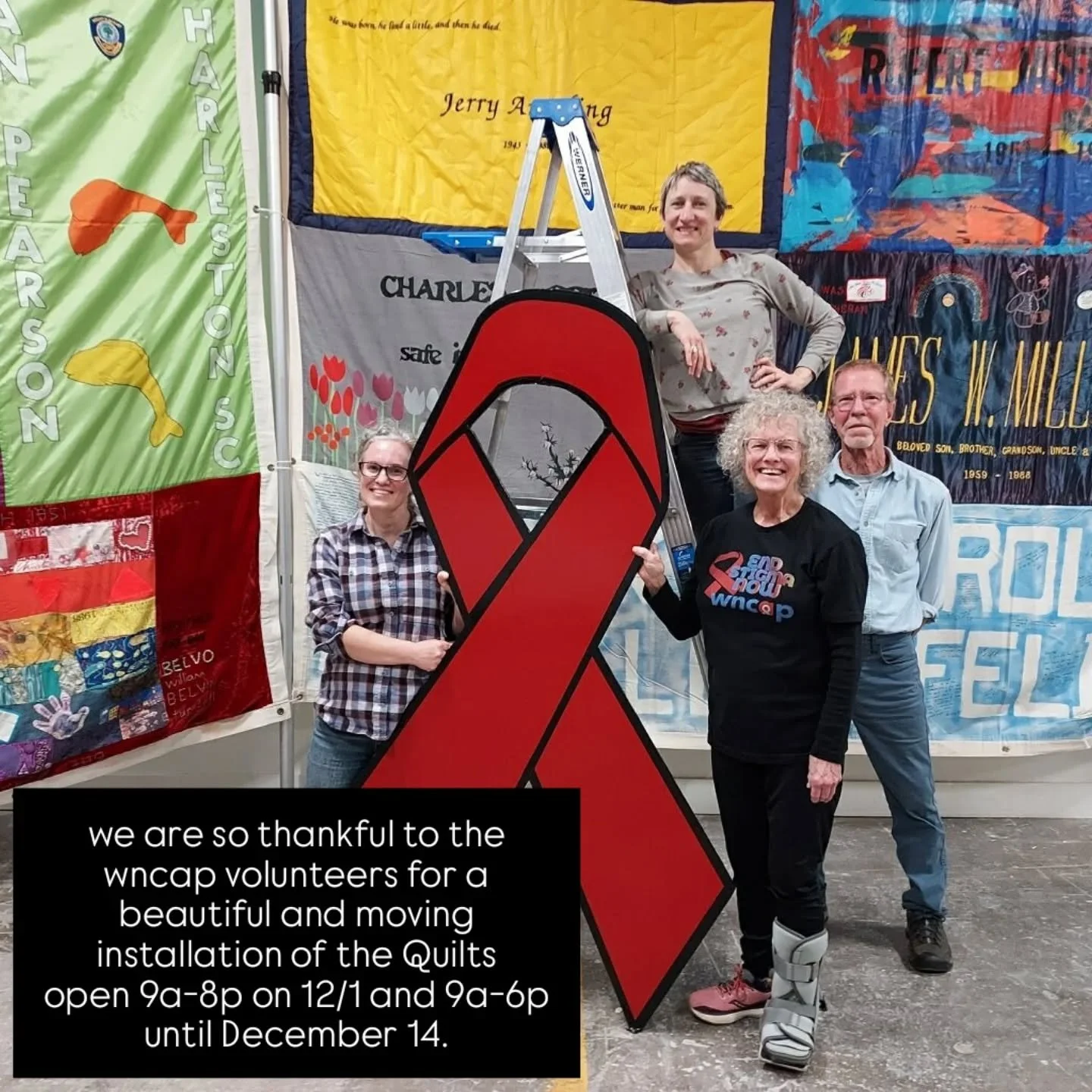 The AIDS Quilt is open to the public! Please come by and share in our community. Open late on World AIDS day until 8p / 9a-6p daily otherwise! 
.
REVOLVE Community Space is located next to French Broad Chocolate at RAMP South.