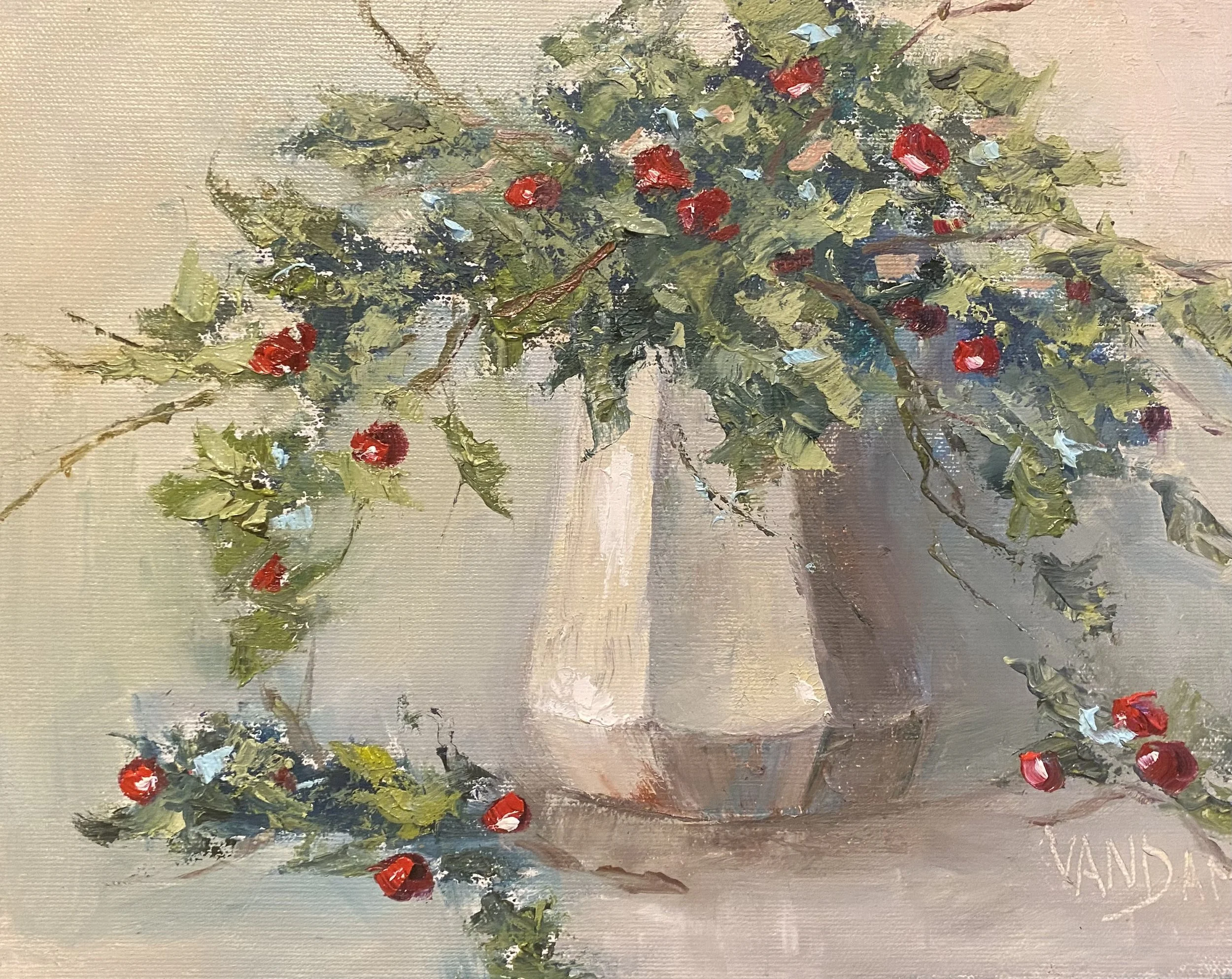 Holly and White Vase 
