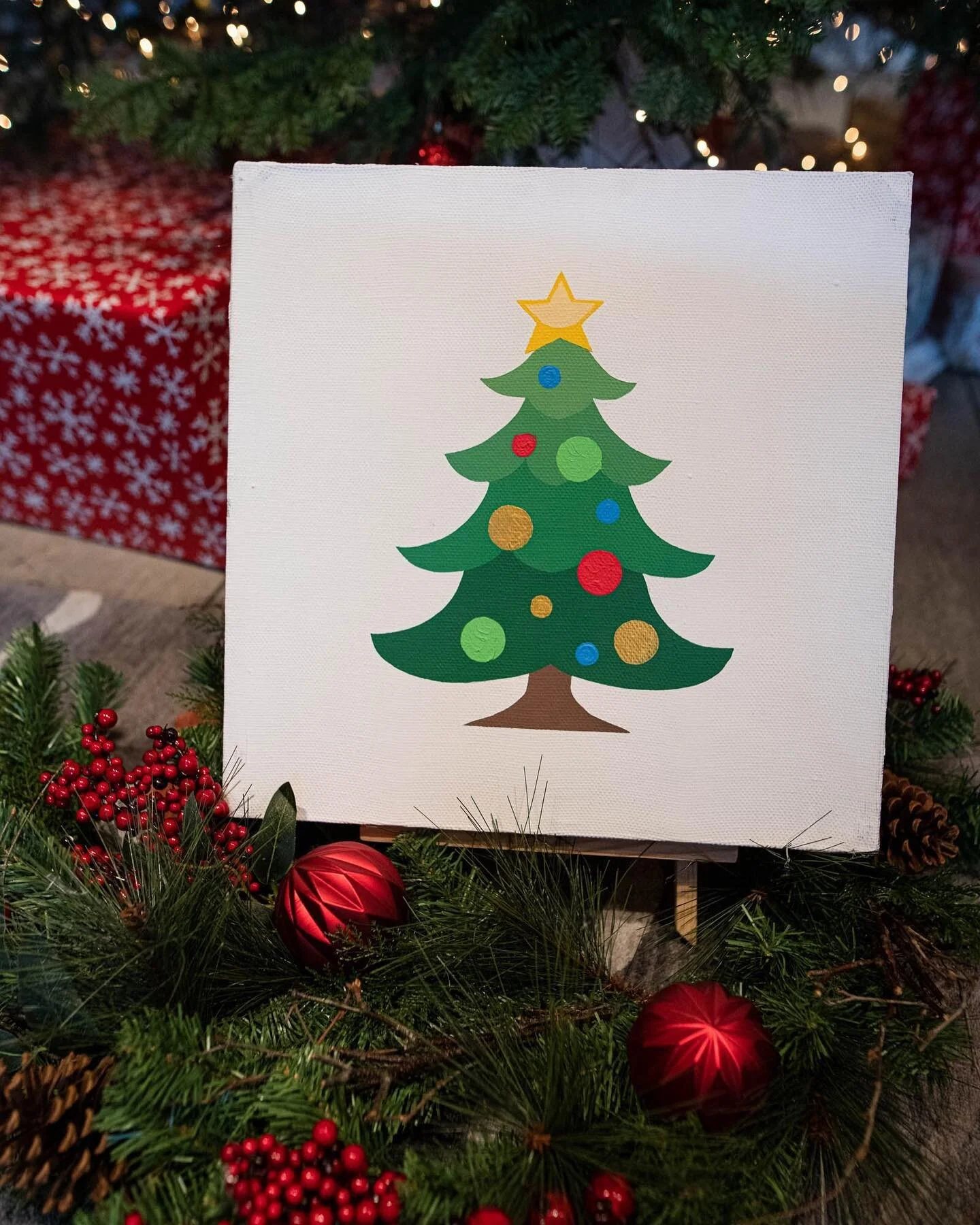 &ldquo;Christmas 🎄&rdquo;
acrylic on canvas, 16 x 16 in 🖌🎨👩🏻&zwj;🎨