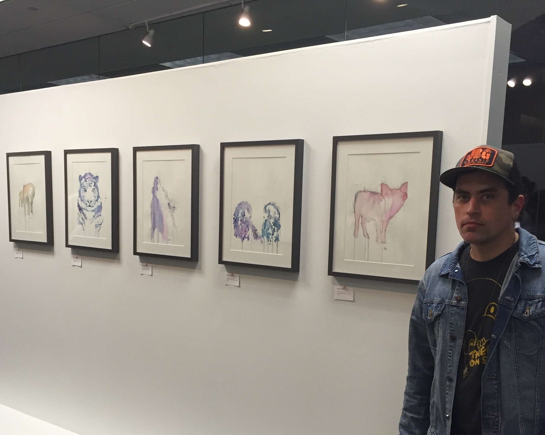 Hobbie's work on display during SXSW at the Omni hotel in downtown Austin
