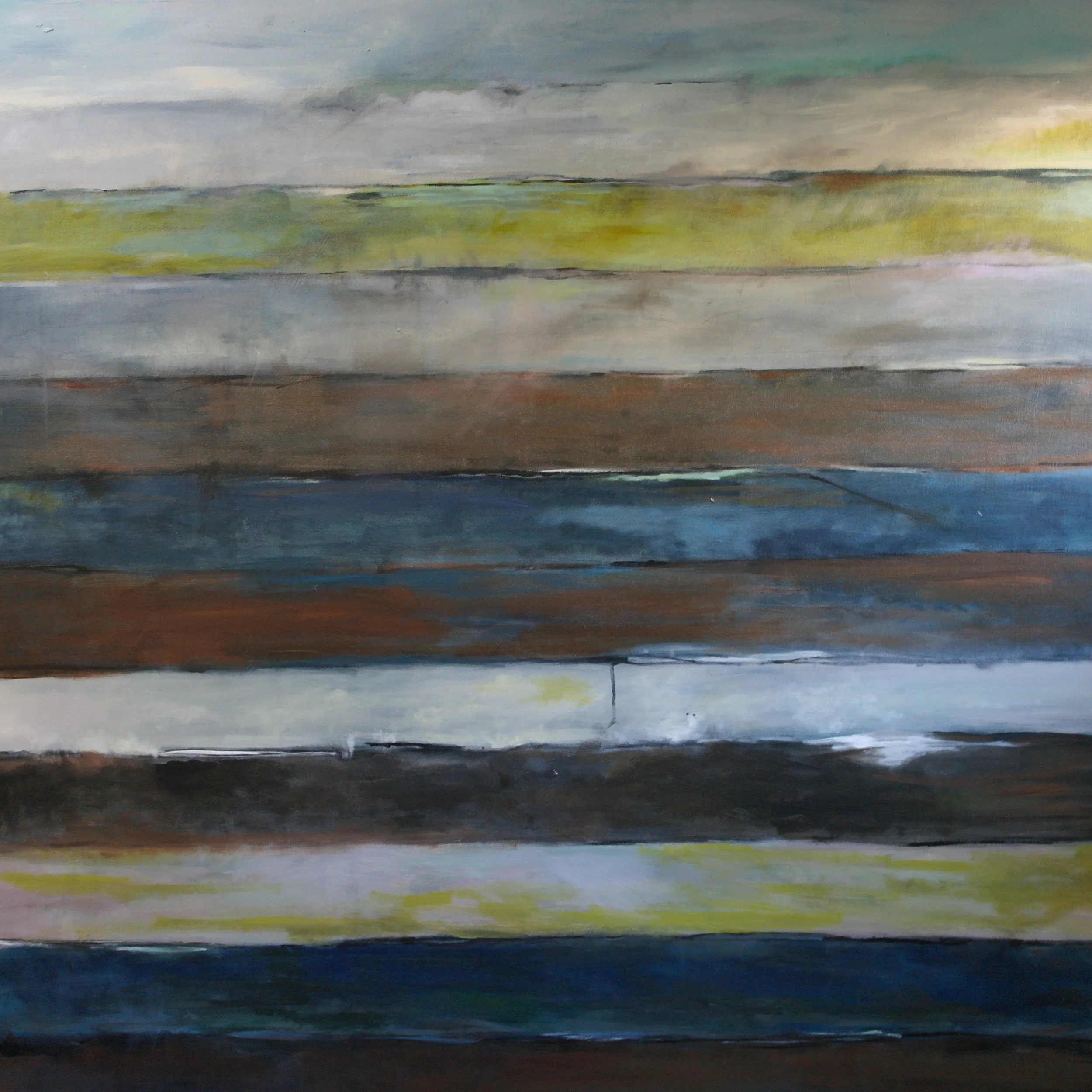 Stacked Horizons  -48x48 Acrylic and Charcoal